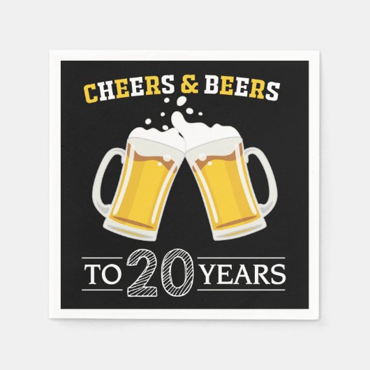 Cheers and Beers to 20 Years Napkins Serviette (Vorderseite)