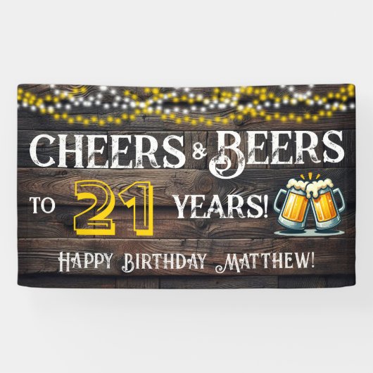 Cheers and Beers to 21 Years Birthday Party Banner (Horizontal)