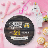 Cheers and Beers to 21 Years Rustic Birthday Pappteller (Party)