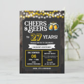 Cheers and Beers to 27 Years Surprise Backyard Einladung (Stehend Vorderseite)