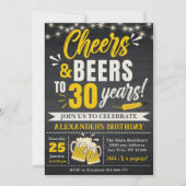 Cheers and Beers to 30 Years, Beer-Themed  Einladung (Vorderseite)