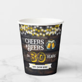 Cheers and Beers to 30 Years Rustic Birthday Pappbecher (Vorderseite)