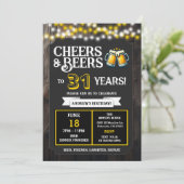 Cheers and Beers to 31 Years Backyard BBQ Birthday Einladung (Stehend Vorderseite)