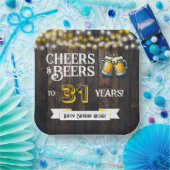 Cheers and Beers to 31 Years Rustic Birthday Pappteller (Party)