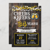 Cheers and Beers to 34 Years Brewery Birthday Einladung (Vorne/Hinten)