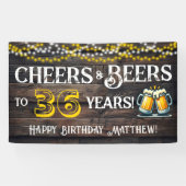 Cheers and Beers to 36 Years Birthday Party Banner (Horizontal)