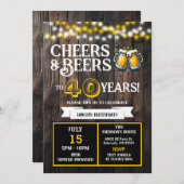 Cheers and Beers to 40 Years Backyard BBQ Birthday Einladung (Vorne/Hinten)