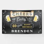 Cheers and Beers to 40 Years Birthday Party Banne Banner (Horizontal)