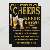 Cheers and Beers to 40 Years Funny Birthday Einladung (Vorne/Hinten)
