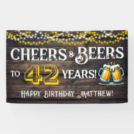 Cheers and Beers to 42 Years Birthday Party Banner