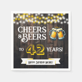 Cheers and Beers to 42 Years Rustic Birthday Party Serviette
