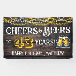 Cheers and Beers to 43 Years Birthday Party Banner