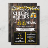 Cheers and Beers to 44 Years Backyard BBQ Birthday Einladung (Vorne/Hinten)