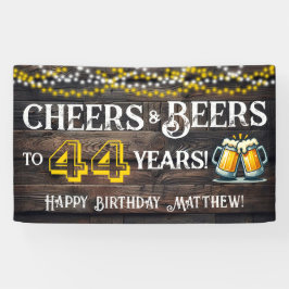 Cheers and Beers to 44 Years Birthday Party Banner
