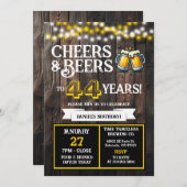Cheers and Beers to 44 Years Brewery Birthday Einladung (Vorne/Hinten)