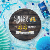 Cheers and Beers to 44 Years Rustic Birthday Pappteller (Party)