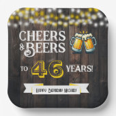 Cheers and Beers to 46 Years Rustic Birthday Pappteller (Vorderseite)