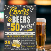 Cheers and Beers to 50 Years, Beer-Themed  Einladung