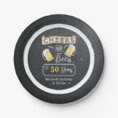 Cheers and Beers to 50 Years Birthday Paper Plate Pappteller (Vorderseite)