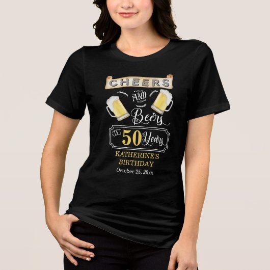 Cheers and Beers to 50 Years Birthday Party T-Shir Tri-Blend Shirt (Vorderseite)