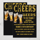 Cheers and Beers to 50 Years Funny Birthday Einladung (Vorne/Hinten)