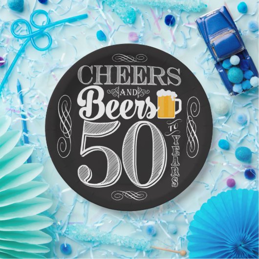 Cheers and Beers to 50 Years Paper Tellers 9" Pappteller (Party)
