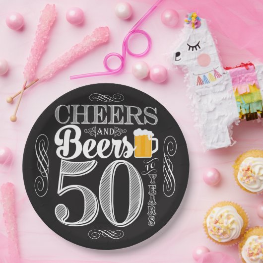Cheers and Beers to 50 Years Paper Tellers 9" Pappteller (Party)