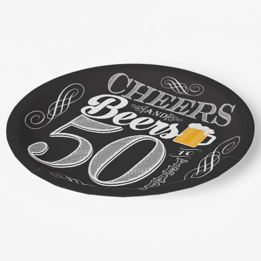 Cheers and Beers to 50 Years Paper Tellers 9" Pappteller (Schrägansicht)