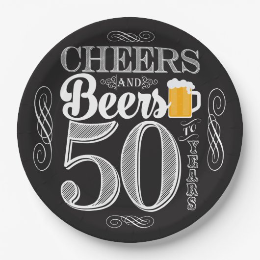 Cheers and Beers to 50 Years Paper Tellers 9" Pappteller (Vorderseite)