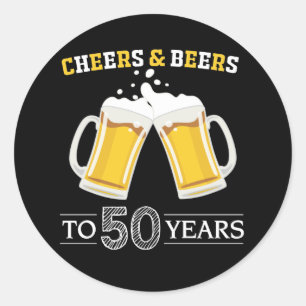 Cheers and Beers to 50 Years Runder Aufkleber