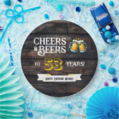 Cheers and Beers to 53 Years Rustic Birthday Pappteller (Party)
