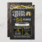Cheers and Beers to 54 Years Brewery Birthday Einladung (Vorne/Hinten)