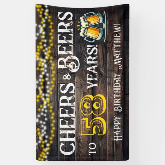 Cheers and Beers to 58 Years Birthday Party Banner (Vertikal)