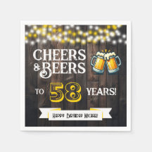 Cheers and Beers to 58 Years Rustic Birthday Party