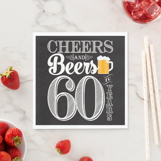 Cheers and Beers to 60 Years Luncheon Napkins Serviette (Beispiel)