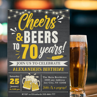 Cheers and Beers to 70 Years, Beer-Themed  Einladung