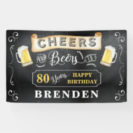 Cheers and Beers to 80 Years Birthday Party Banner