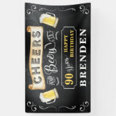 Cheers and Beers to 90 Years Birthday Party Banner (Vertikal)