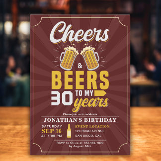 Cheers and Beers to my 30 Years Fun Birthday Einladung