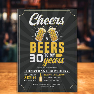 Cheers and Beers to my 30 Years Fun Birthday Einladung