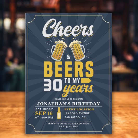 Cheers and Beers to my 30 Years Fun Birthday Einladung