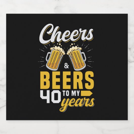 Cheers and Beers to my 40 Years, Fun Any Birthday Bierflaschenetikett (Einzelnes Label)
