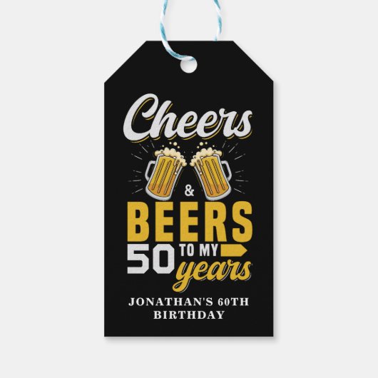 Cheers and Beers to my 50 Years, Birthday Geschenkanhänger (Rückseite)