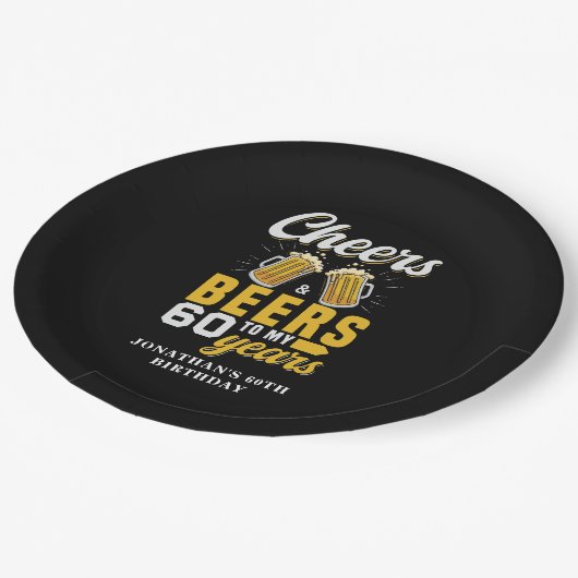 Cheers and Beers to my 60 Years, Fun  Pappteller (Schrägansicht)