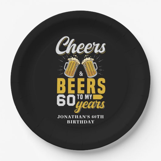 Cheers and Beers to my 60 Years, Fun  Pappteller (Vorderseite)