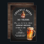 Cheers and Bers 30. Geburtstag Party Einladung<br><div class="desc">Biersorten und Biersorten zum Geburtstag. Einfach zu personalisieren. Alle Texte sind individuell einstellbar und lassen sich für Ihr eigenes Party leicht ändern. Khalkboard und rustikale Holz Hintergrundelemente. Fun Chalkboard Wirbel und Schnörkel. Tasse von Aquarellbier. Einladungen für ihn. Bar oder Hinterhof GRILLEN Geburtstagsdesign. Jedes Alter,  ändern Sie einfach den Text.</div>