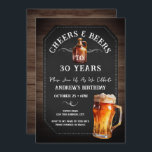 Cheers and Bers 30. Geburtstag Party Einladung<br><div class="desc">Biersorten und Biersorten zum Geburtstag. Einfach zu personalisieren. Alle Texte sind individuell einstellbar und lassen sich für Ihr eigenes Party leicht ändern. Khalkboard und rustikale Holz Hintergrundelemente. Fun Chalkboard Wirbel und Schnörkel. Tasse von Aquarellbier. Einladungen für ihn. Bar oder Hinterhof GRILLEN Geburtstagsdesign. Jedes Alter,  ändern Sie einfach den Text.</div>