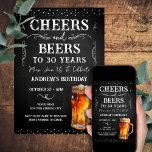 Cheers and Bers 30. Geburtstagskarte Einladung<br><div class="desc">Biersorten und Biersorten zum Geburtstag. Einfach zu personalisieren. Alle Texte sind individuell einstellbar und lassen sich für Ihr eigenes Party leicht ändern. Chalkboard und rustikale Hintergrundelemente. Fun Chalkboard Wirbel und Schnörkel. Tasse von Aquarellbier. Einladungen für ihn. Bar oder Hinterhof GRILLEN Geburtstagsdesign. Jedes Alter,  ändern Sie einfach den Text.</div>