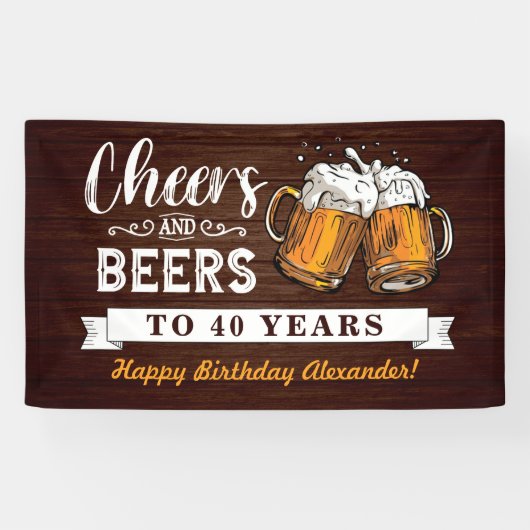 Cheers and Bers 40. Geburtstag Rustikal Banner (Horizontal)