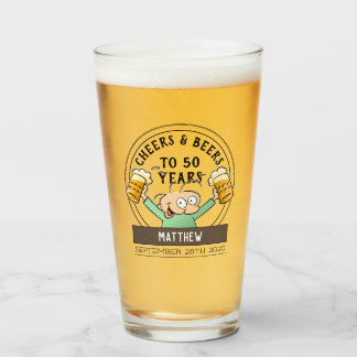 Cheers and Bers 50. Geburtstag Cartoon Glas